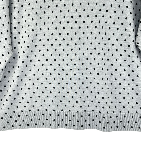 TalbotsPure Merino Wool Cardigan Sweater 3XP Petite Gray Black Dots Lightweight - Picture 9 of 12